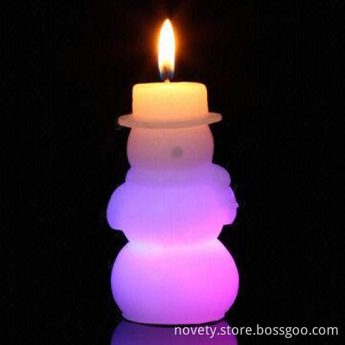 Male Snowman-shaped Real Smokeless Wax Candle, Really Change Colors When Lit